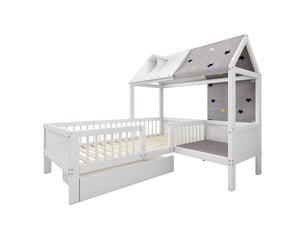 Lit cabane 90x200 cm <strong>MERAX</strong>  <strong>lit enfant blanc</strong> coloris blanc