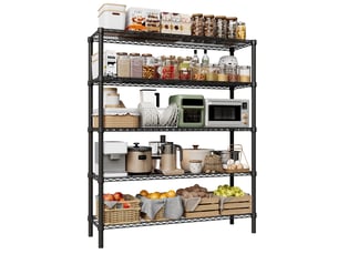 Rayonnage à fil métallique robuste - 5 niveaux réglables, charge 1400 kg - cuisinegaragebureau - l 120 x l 45 x h 183 cm
