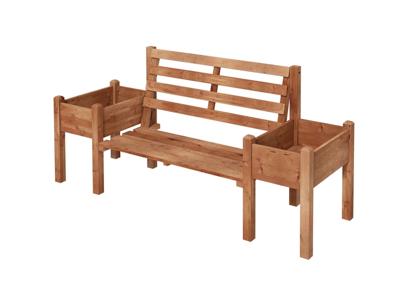 Banc de jardin avec jardinières, en bois, 184 cm x 59 cm x 95 cm, marron - Conforama B