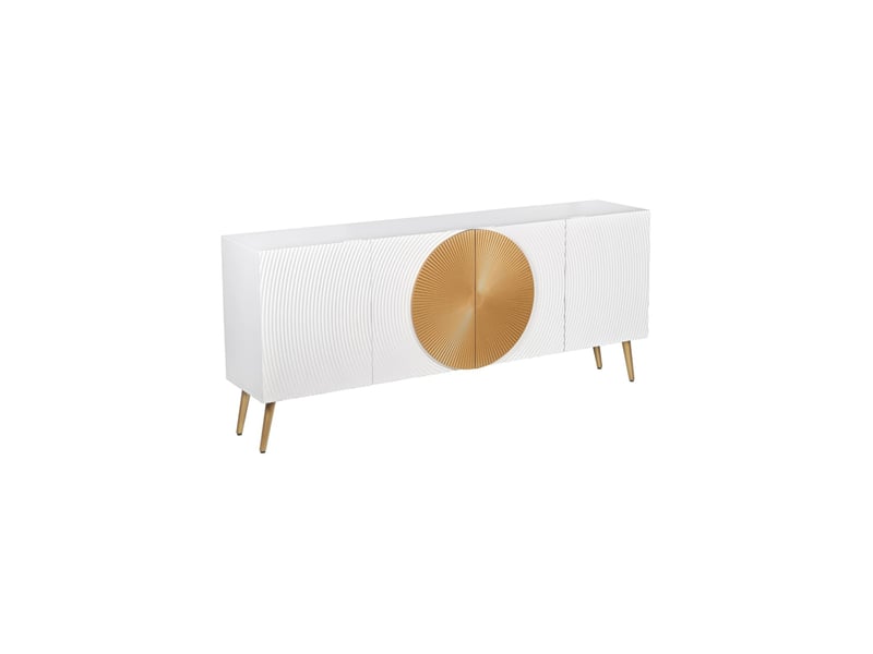  Buffet midori 177 cm – bois de manguier massif blanc et doré – 4 portes  - Conforama A