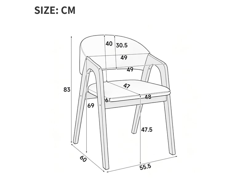 Lot de 2 chaises de salle à manger avec accoudoirs 55,5x60x83 cm noyer beige avoine - Conforama C