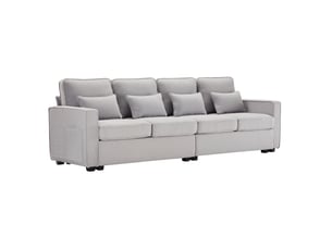 Canapé droit fixe HAVRYA  4 places Tissu gris