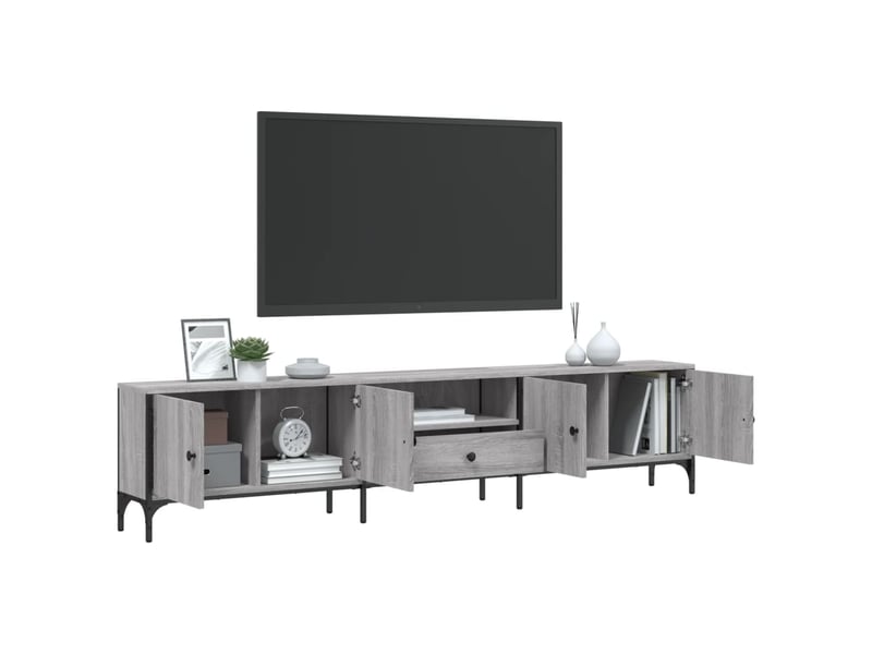  Meuble tv - banc tv - meuble de rangement à tiroir sonoma gris 200x25x44 cm bois d'ingénierie  - Conforama D