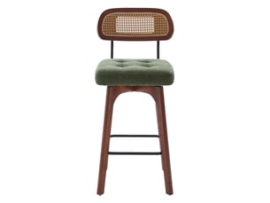 Lot de 2 tabourets de bar pivotant à 360°, tabourets de cuisine et petit-déjeuner avec dossier en rotin, vert, chenille