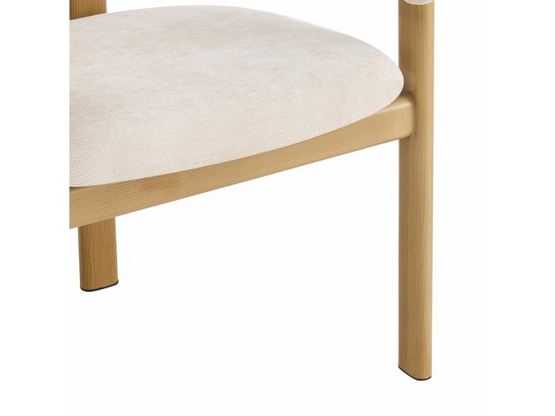  Lot de 6 chaises de salle à manger en tissu beige, structure métal aspect bois, esprit scandinave élégant  - Conforama D