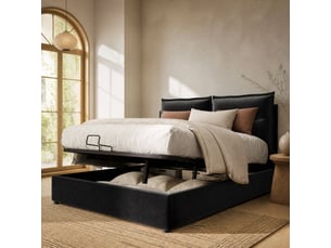 Lit coffre tcqpz 140 x 200 cm avec tête de lit réglable velours noir