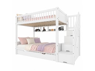 Lit avec rangement 90x200 cm MEUBLIV coloris blanc