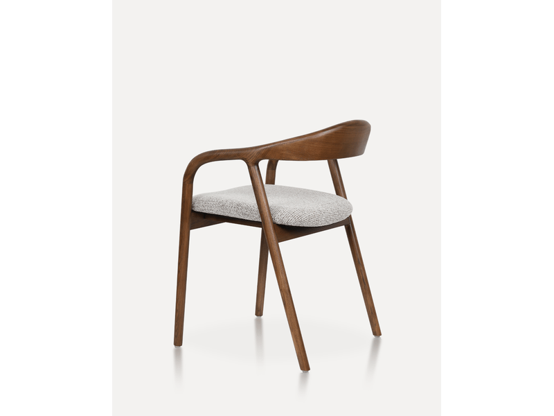  Chaise de salle à manger lot de 2 avec dossier incurvé et assise rembourrée, en bois et tissu noyer et argile  - Conforama A