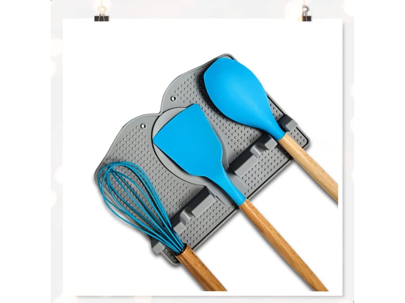  25,5x19cm, gris repose cuillère porte ustensiles support - en silicone, garder les plans de travail la cuisine ordre, pour cuillères louche pinces spa A-G-002668 - Conforama E
