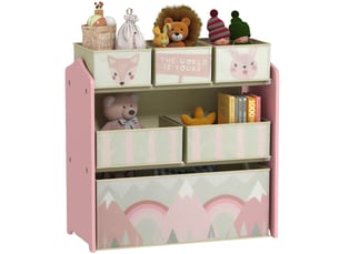 Rangement pour jouets d'enfants, étagère à jouets avec 6 bacs amovibles en tissu non tissé, 63 x 30 x 66 cm, rose