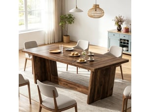 Table à manger pour 6 à 8 personnes en bois avec plateau spacieux et base stable, style campagne, 180×79×75 cm marron