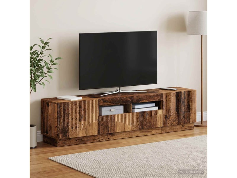  Meuble tv - banc tv - meuble de rangement led hoorn 3 pcs bois ancien bois d'ingénierie  - Conforama C