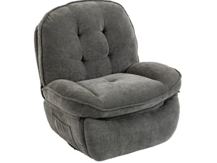 Fauteuil relax pivotant à bascule avec dossier inclinable, repose-pieds et poches en polyester gris clair