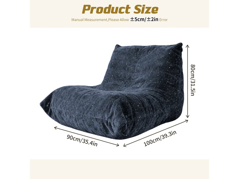  Chauffeuse matelassée chenille bleue pailletée fauteuil de sol 90x100  - Conforama E