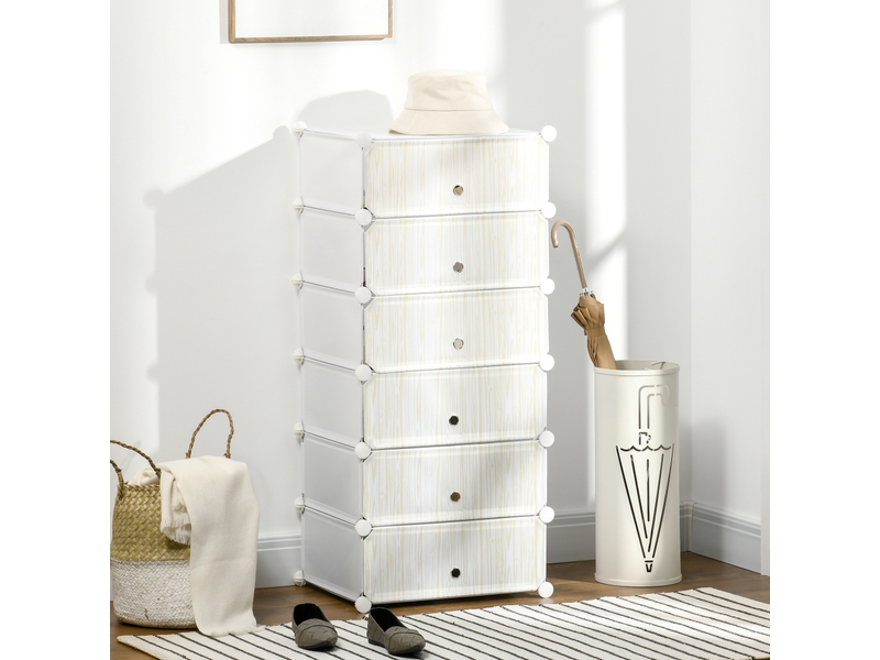  Armoire à chaussures modulable, 49 x 36,5 x 108 cm blanc, meuble de rangement avec 6 cubes empilable en plastique  - Conforama D