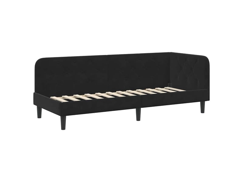  Lit simple- lit adulte -  cadre de lit d'angle noir 80 x 200 cm velours  - Conforama A