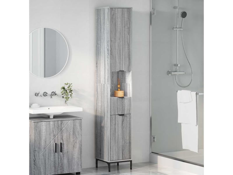 Cabinet de salle de bain, armoire salle de bain gris sonoma 31,5 x 33 x 190 cm cf65375 - Conforama D
