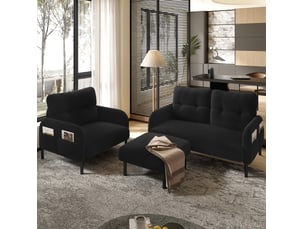 Canapé droit fixe <strong>MODENVIE</strong> <strong></strong> 4 places Velours côtelé noir