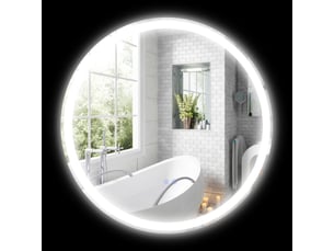 Miroir rond lumineux led de salle de bain ø 70 cm mural avec éclairage 3 couleurs interrupteur tactile 23w blanc argent
