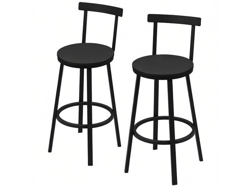  Lot de 2 tabourets de bar en mdf et métal avec dossier noir T5828P523240 - Conforama A