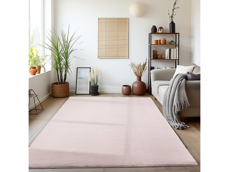 Tapis lavable en microfibre douce - rose poudré 60x110cm SKY601105400ROSE - Conforama B