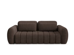 Canapé droit convertible 4 places Tissu bouclette marron avec coffre de rangement