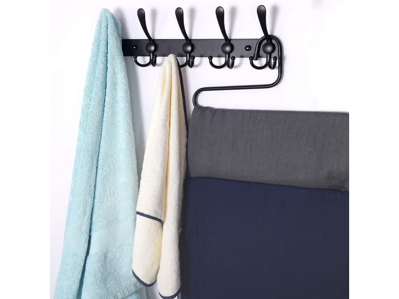  Noir, 2 pièces) porte-manteau mural - 5 crochets triples, robustes et durables, en acier inoxydable, rails à en métal pour porte-manteaux QWE000790 - Conforama C