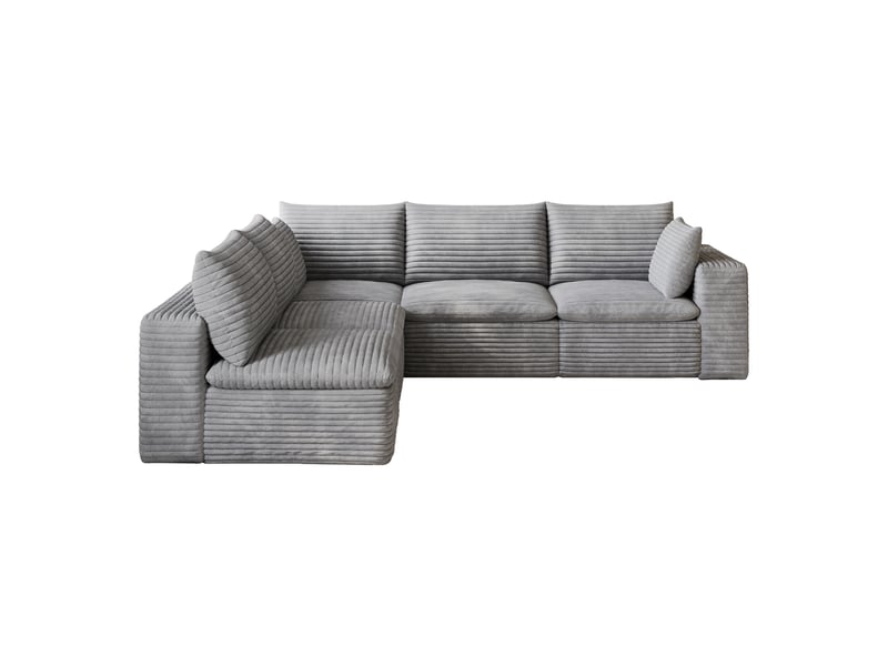  Canapé d’angle modulable,260x250x82 cm,5 places,velours côtelé,gris foncé  - Conforama D