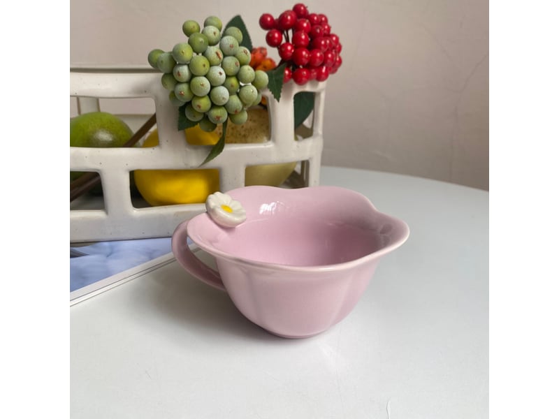  Petite tasse en céramique, fleur rose, 220 ml  - Conforama B