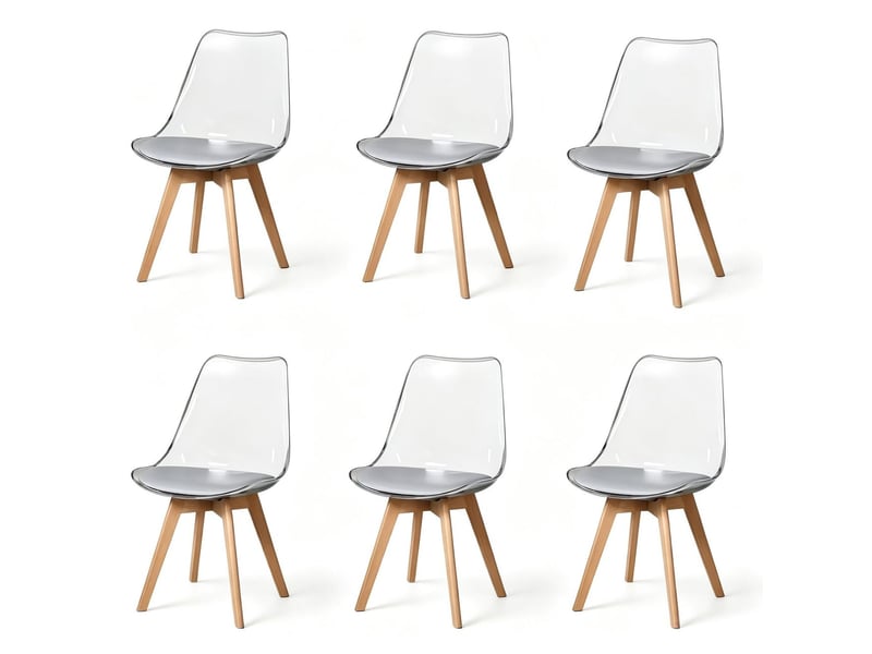  Lot de chaises 6 pièces design moderne structure en bois stable assise confortable look original  - Conforama A