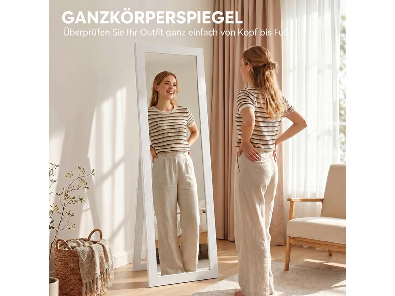  Miroir en pied sur pied et mural inclinable 37 x 157 cm blanc  - Conforama D