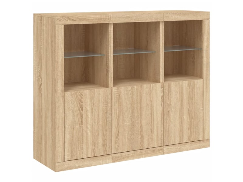  Buffets avec lumières led 3 pcs - bahut - meuble de rangement chêne sonoma bois d'ingénierie  - Conforama E