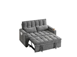 Canapé-lit convertible de 142 cm avec fonction inclinable, 2 coussins lombaires, porte-gobelets