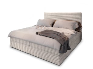 Lit avec rangement 140x200 cm <strong>MASSENO</strong>  <strong></strong> coloris beige