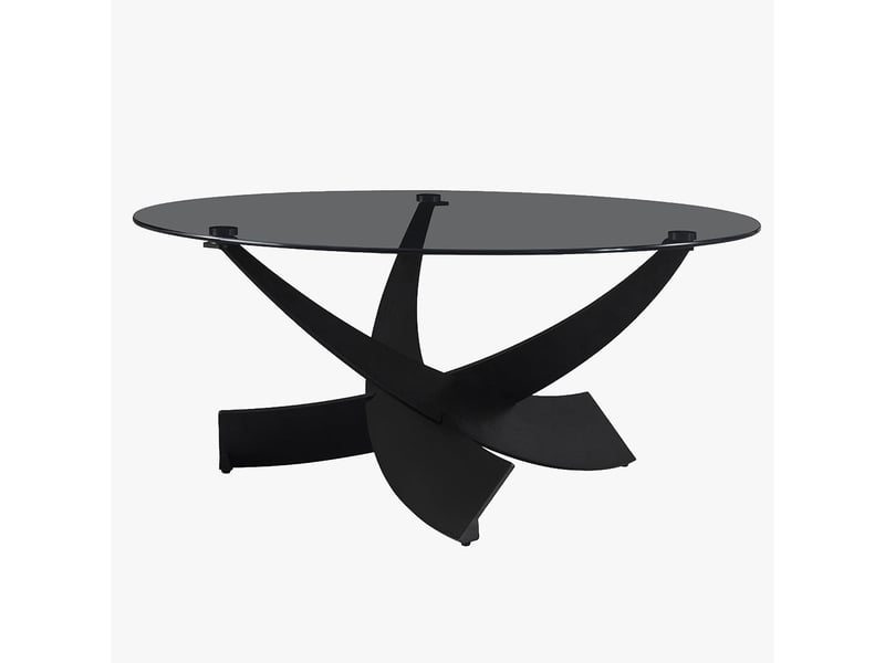  Table basse en verre teinté pieds croisés noir  - Conforama A