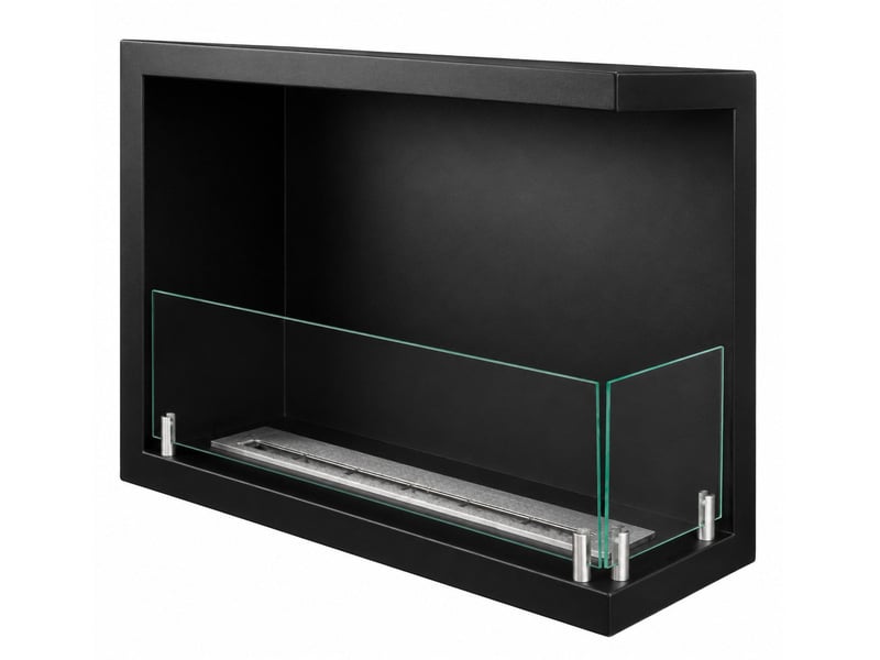  Sutri 60 - cheminée d'angle droite encastrable au bioéthanol 60x45x22,4 cm avec brûleur en acier de 1,5 litre  - Conforama D