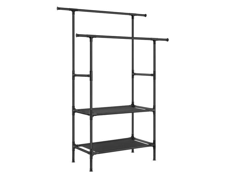 SONGMICS Portant à Vêtements Double Barre Lot De 2 - Penderie Métal Charge 70 Kg Avec Étagères