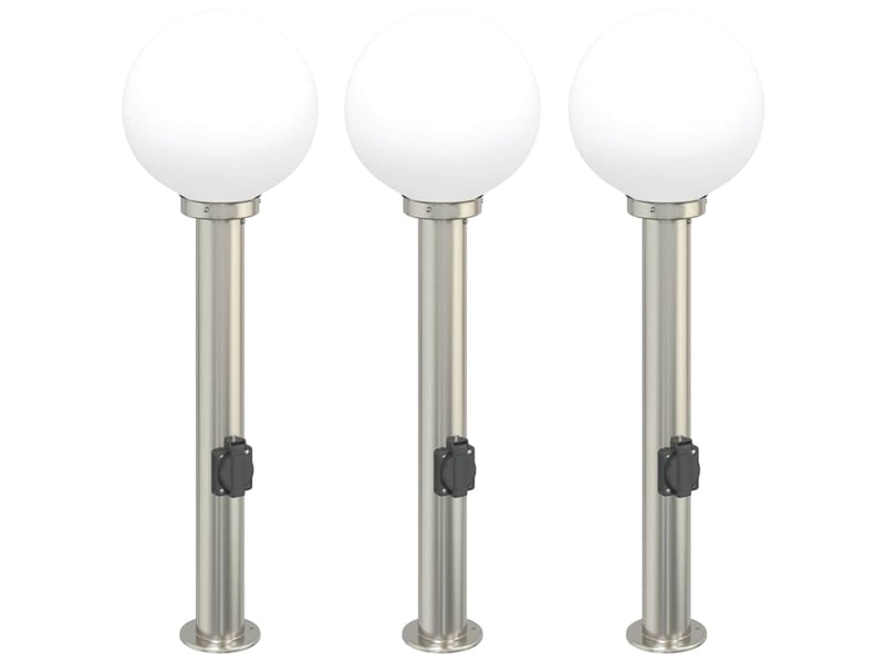 Lot de 3 borne lumineuse avec sortie 80 cm acier inoxydable ip44 shl36175 - Conforama A