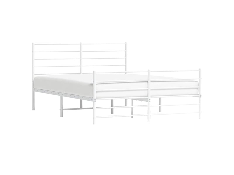  Lit double- lit adulte -  cadre de lit métal sans matelas et pied de lit blanc 135x190 cm  - Conforama D