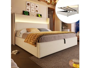 Lit coffre 180x200 cm coloris beige
