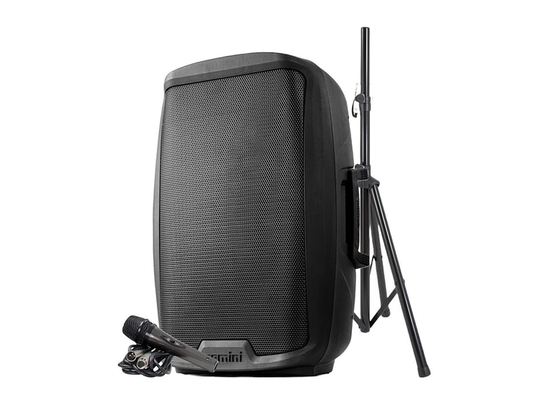  Enceinte active gemini as-2115bt-pk, boomer 15, puissance 2000w, usb sd bluetooth radio fm, tws, pied, microphone  - Conforama A