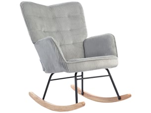 Fauteuil à bascule 98x71x101cm – rocking chair de salon avec dossier capitonnée et patins en bois massif – velours côtelé - gris