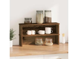 Lot de 2 étagères de cuisine empilables, étagères de rangement vieux bois 50x15x16 cm cf42805