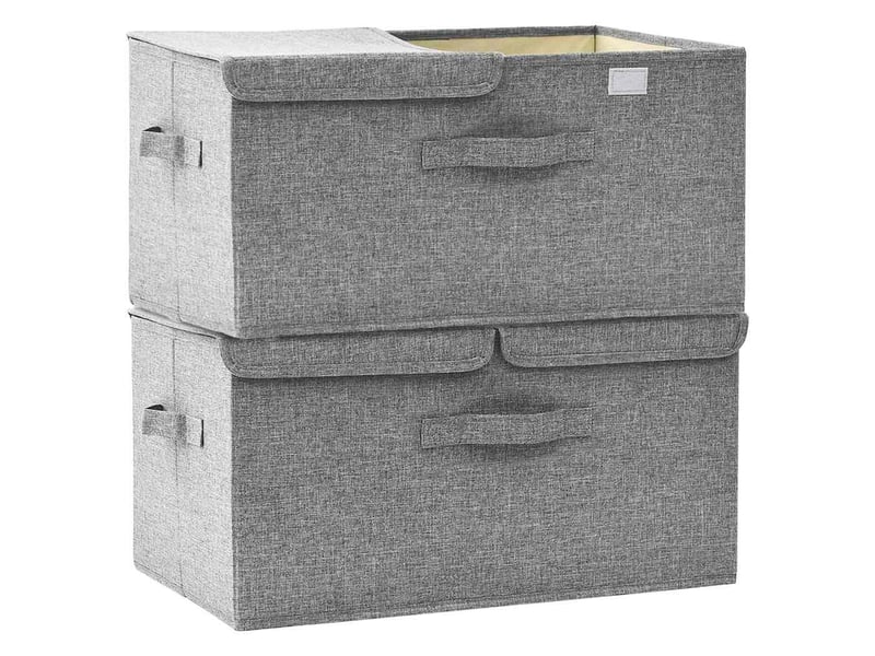  Boîtes de rangement tissu intissé 2 compartiments gris  - Conforama D