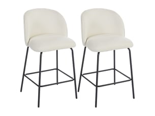 Lot de 2 chaises de bar tabourets de bar métal noir tissu crème