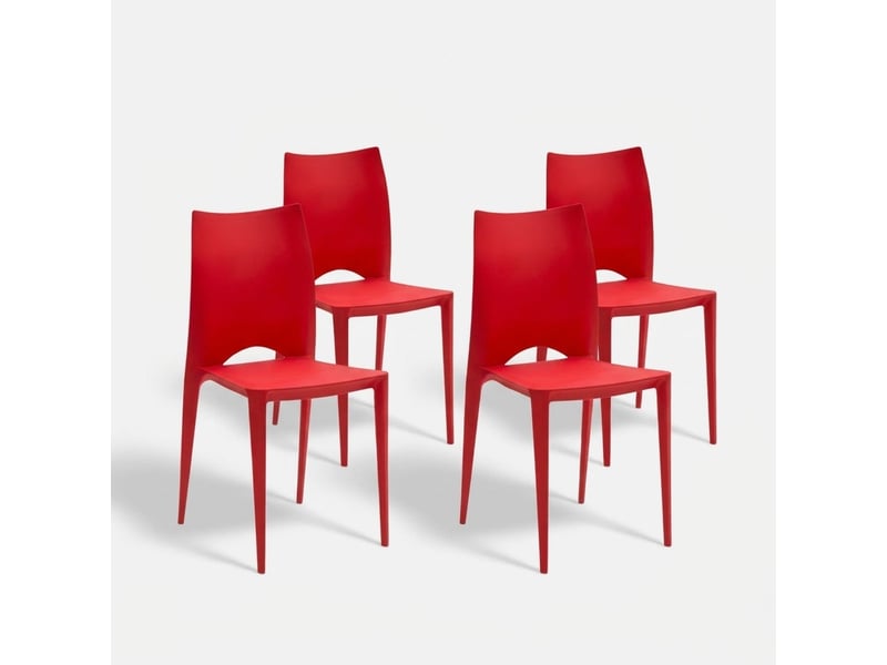 Lot de 4 chaises empilables en polypropylène lione - rouge - Conforama A