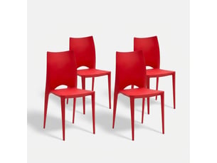 Lot de 4 chaises empilables en polypropylène lione - rouge