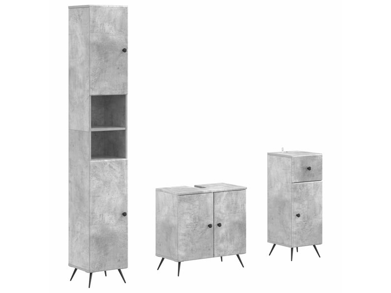 Ensemble de meuble de salle de bain 3 pièces breda gris béton cf63355 - Conforama A