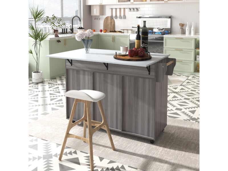  Desserte 3 portes 2 tiroirs coloris gris mdf desserte gris - Conforama E