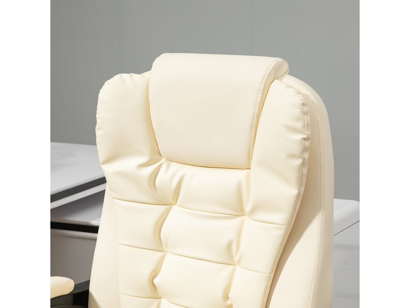  Fauteuil de bureau blanc crème inclinable 145° avec repose-pieds  - Conforama D